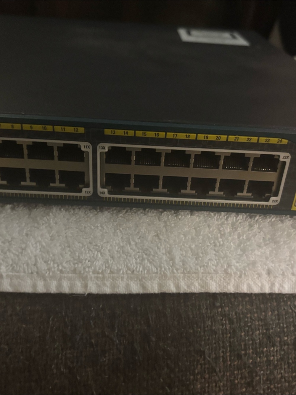 Cisco 48-Port Wired Router Switch - Black with Yellow Labeling